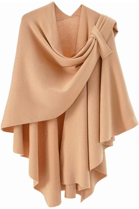 Women's Elegant Cross Shawl Soft Wrap Poncho Large Open Front Sweater for Spring Fall Winter