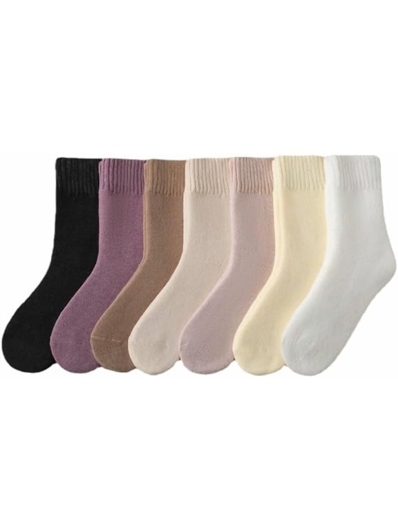 Women's Preppy 7Pairs Wool Socks Cute Aesthetic Hiking Warm Thick Socks Coquettish Cute Ugg Socks Cozy Boot Socks