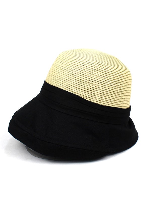Women's Splicing Straw Hat Summer Outdoor Wide -Eave Sunscreen New Sunscreen Hooded Sand Hat Beach Holiday Hat