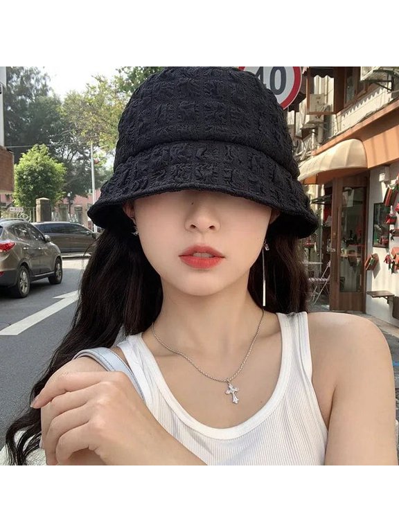 Women's Summer Bucket Hat Sunscreen Thin Basin Hats Fashion Pleated Bob Cap Outdoor Casual Solid Color Fisherman Caps