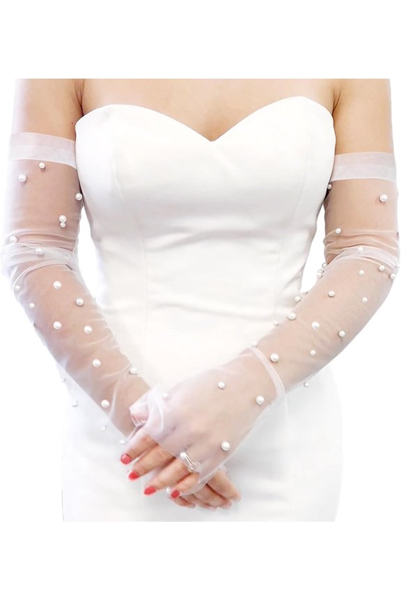 Women's Wedding Gloves Long Wrist Bands Cuffs Arm Covers For Brides Fingerless Gloves Ivory Sleeves bridal gloves