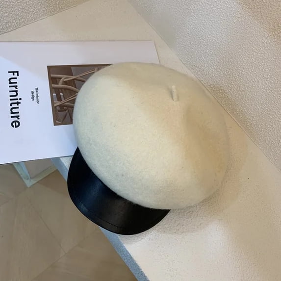 SikaFu Wool Beret Hat For Women Winter Thicken Warm Beret Cap Artist Painter Hat Girls Plain Beret Hat Lady Slouchy Beanies Hats Female