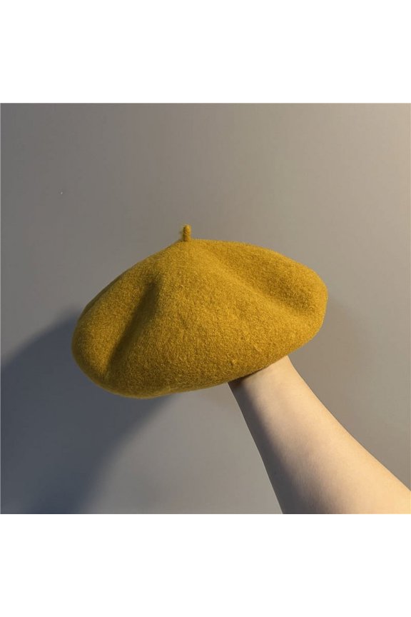 Wool Bud Hat Light Plate Solid Color Painter Hat Student Versatile Art Pumpkin Hat Autumn And Winter Outdoor Warmth Hat