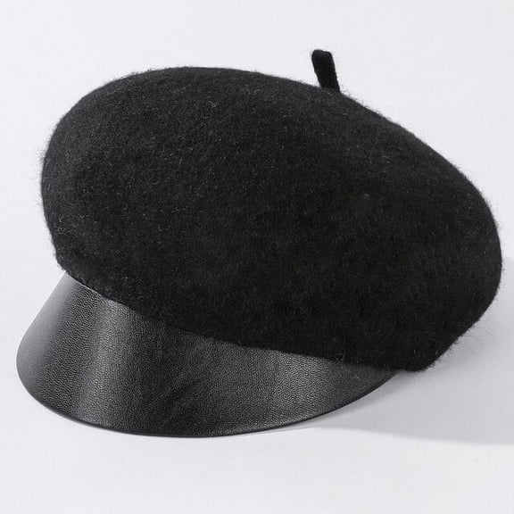 SikaFu Wool Hat New Fashion Women Winter Hat Caps for Women Leather Brim Beret Hat Vintage Casual Newsboy Cap Retro Berets