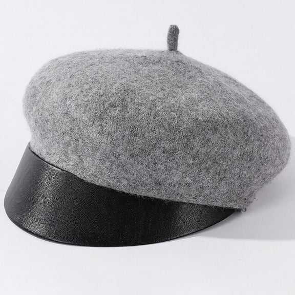 SikaFu Wool Hat New Fashion Women Winter Hat Caps for Women Leather Brim Beret Hat Vintage Casual Newsboy Cap Retro Berets