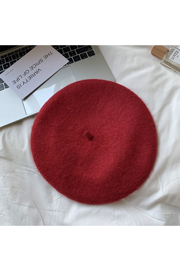 Wool Woolen Net Red Beare Hat Female Autumn And Winter New Big Head Circumference Showed Face Small Temperament Versatile Painter Hat