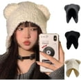 thumbnail image 1 of SikaFu Y2K Bear Ears Beanie Crochet Hat for Women,Kawaii Warm Knitted Slouchy Winter Hat Alt Accessories, 1 of 6