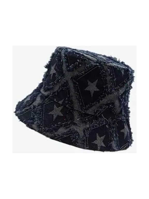 Y2K Niche Star Design Rough Edge Bucket Hat Spring and Summer Women Denim Fisherman Hats Fashion Men Sunshade Basin Cap