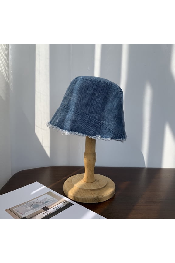 Spring And Summer New Korean Washing Mao Washing Edge Denim Denim Fisherman Hat Female Bucket Shelter Shading Pot Tide