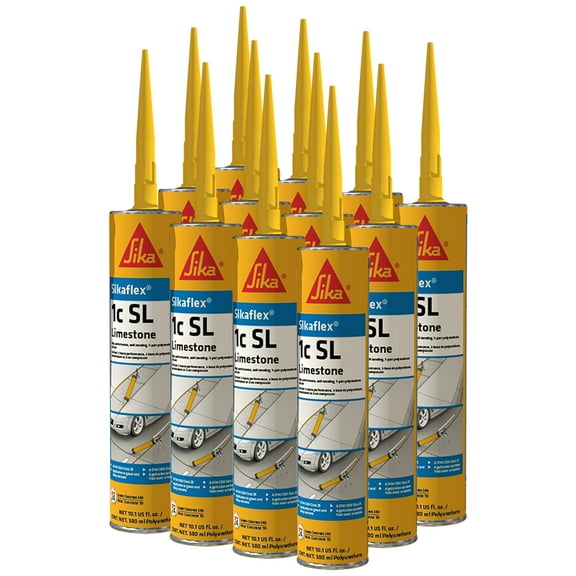 Sikaflex 1CSL Limestone 10oz Self Leveling Polyurethane Sealant - 90944, Pack of 12