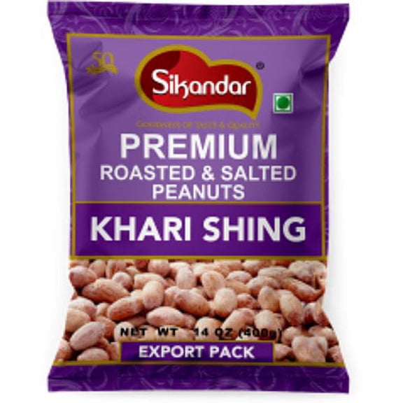 Sikandar Premium Roasted & Salted Peanuts - Khari Shing - With Husk 400 gm bag