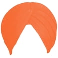 thumbnail image 1 of Sikh Cotton Turban For Men |Kesari Color | 7 Mts Punjabi Pagri (Stitched Full voile) By Indian Collectible, 1 of 1
