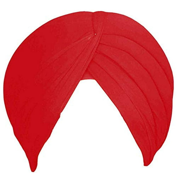 Sikh Cotton Turban For Men | Red Color | 8 Mts Punjabi Pagri (Stitched Rubia Voile) By Indian Collectible