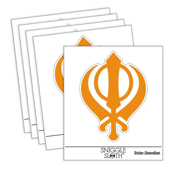 Sikh Khanda Indian Punjab Religious Symbol Car Window Bumper Water Bottle Phone Tablet Laptop Waterproof Vinyl Decal Sticker Set 5-Pack - Gloss Finish - 4.0"