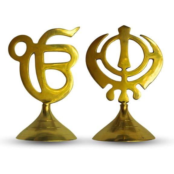 Sikh Religious Symbol IK ONKAR & Khanda Showpiece for Home Decor, Office, Car - (4.5 Inch) By Indian Handmade