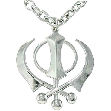 Sikh Khanda Siri Sahib Comb Pendant - Stainless Steel With Black Thread - Punjabi Singh Kaur Khalsa