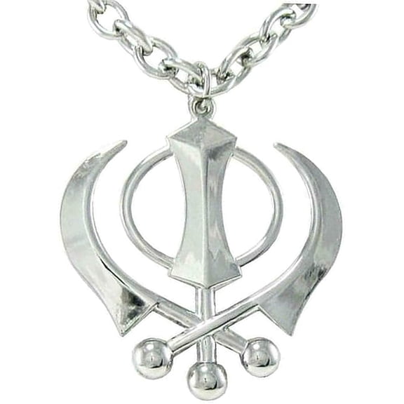 Sikh Sardar Khalsa Punjabi Khanda Symbol Stainless Steel Pendant with Chain Gift pack of 2