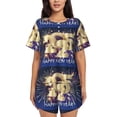 thumbnail image 1 of Sikiie 2025 New Year 1 Womens Pajama Sets Short Sleeve Top With Pants Sleepwear 2 Piece Lounge Set-Large, 1 of 6