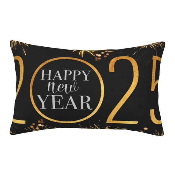 Sikiie 2025 New Year New Print Plush Pillow Cover, Wrinkle-proof and Stain-resistant Pillow Protector without Pillow Core, Home Decoration-16"x24"