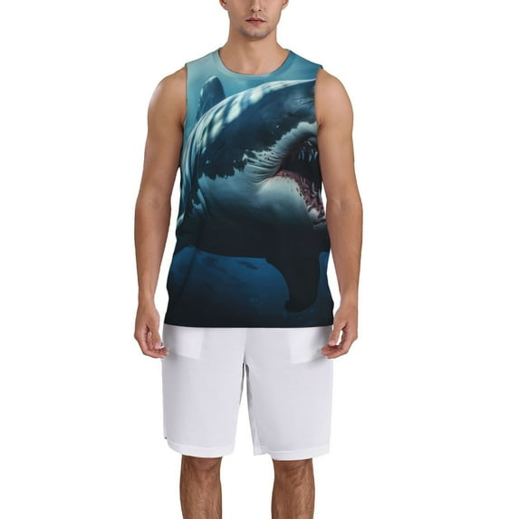 Sikiie 3D Realistic Shark Basketball Jersey Reversible Men's Mesh Athletic Sports Shirts Training Practice S-4XLXX-Large