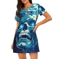 thumbnail image 1 of Sikiie Abstract Blue Skull Print Women's Short-sleeved Nightdress, Round Neck Pullover Nightdress Pajamas Summer Home Wear, 1 of 6
