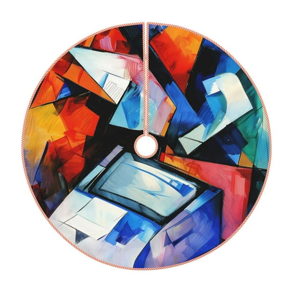 Sikiie Abstract Cubist Printer Christmas Tree Skirt, Christmas Tree Decorations, Christmas Decor, Tree Mat Decoration(30-48IN)-30"