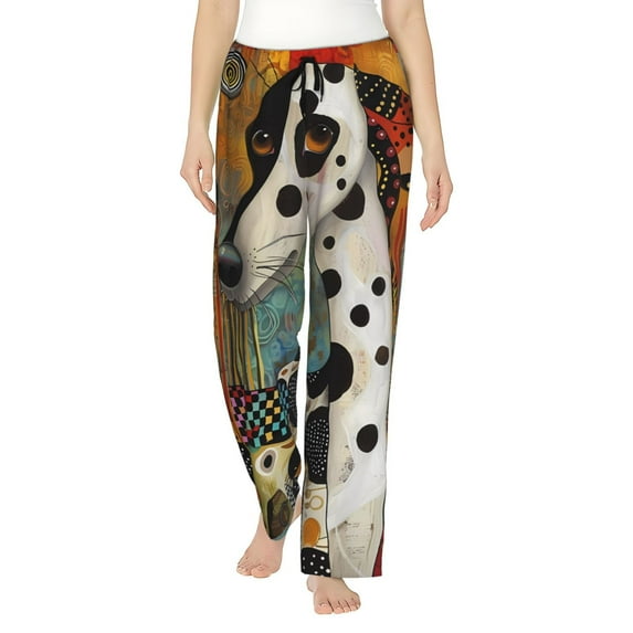 Sikiie Abstract Dalmatian Art Women’s Lounge Pants, Lounge Pants Sleep Bottoms, Lounge for Women, Womens Pajama Pants -X-Large