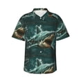 thumbnail image 1 of Sikiie Abstract Geometric Shark Print Men's Hawaiian Shirt, Summer Beach Button Pocket Short Sleeve T-Shirt,Medium, 1 of 7