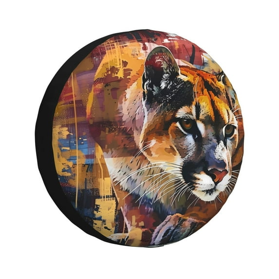 Sikiie Abstract Lion Painting PVC Leather Spare Tire Wheel Cover Spare Tire Cover, for Car Truck SUV Camper Trailer Universal Fit(14-17in)-14 inch