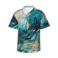 thumbnail image 1 of Sikiie Abstract Ocean Currents Print Men's Hawaiian Shirt, Summer Beach Button Pocket Short Sleeve T-Shirt,Small, 1 of 7