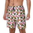 thumbnail image 1 of Sikiie Abstract Pink Plaid Butterfly Print Men's Double Layer Swimming Trunks, Adjustable Waistband and Pockets Sports Swimming Trunks, Beach Swimwear-Small, 1 of 6