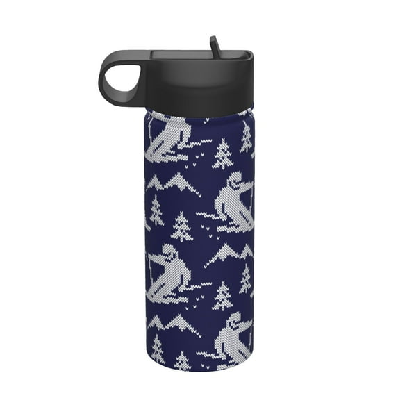 Sikiie Abstract Skiing Print 18OZ Insulated Straw Cup, Portable Leak-proof Sports Water Bottle, Stainless Steel Water Cup Suitable for Home and Outdoor
