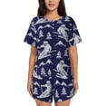 thumbnail image 1 of Sikiie Abstract Skiing Womens Pajama Sets Short Sleeve Top With Pants Sleepwear 2 Piece Lounge Set-, 1 of 6