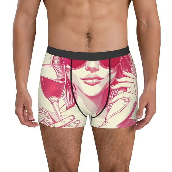 Sikiie Ace Of Diamonds Lady Print Men's Boxer Briefs, Elastic Waistband Boxer Briefs Leggings-Small