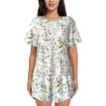 thumbnail image 1 of Sikiie Aerial Flora Womens Pajama Sets Short Sleeve Top With Pants Sleepwear 2 Piece Lounge Set-Large, 1 of 6