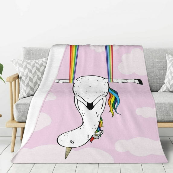 Sikiie Aerial Yoga for Unicorn Cozy Flannel Fleece Throw Blanket: Lightweight & Thick for All Seasons - Perfect for Women, Men, & Kids"50"x40"
