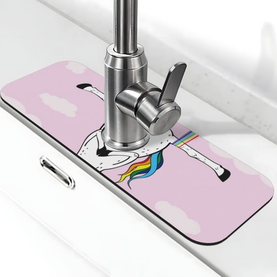 Sikiie Aerial Yoga for Unicorn Splash Guard for Sink Faucet-1 PC Super Absorbent Fast Drying Mat Sink Gadgets-Splash Guard for Kitchen, Sink Mat