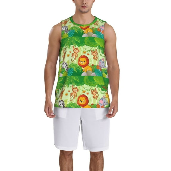 Sikiie African Animals in the Jungle Basketball Jersey Reversible Men's Mesh Athletic Sports Shirts Training Practice S-4XLMedium