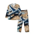 thumbnail image 1 of Sikiie Airplane World Map Adventure Mens Pajama Set, Soft Warm Long Sleeve Sleepwear, Cozy Button-Down Pjs for Men-Small, 1 of 7