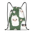 thumbnail image 1 of Sikiie Alpaca Faces Drawstring Backpack Drawstring Bags, Draw String Back Bag for Sports, Gym, Travel, Swimming, Beach-Small, 1 of 6