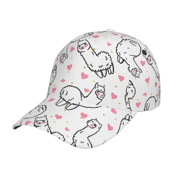 Sikiie Alpacas and Hearts Unisex Vintage Washed Unstructured Baseball Cap Soft Cap Adjustable Unisex Baseball Hat Dad Hat