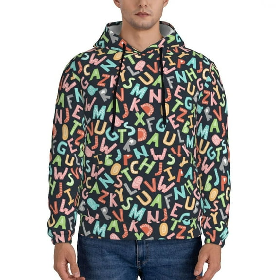 Sikiie Alphabet Men's Hoodie, Essentials Hoodie, Sweatshirt, Pullover Hooded Sweatshirt for Men-Small