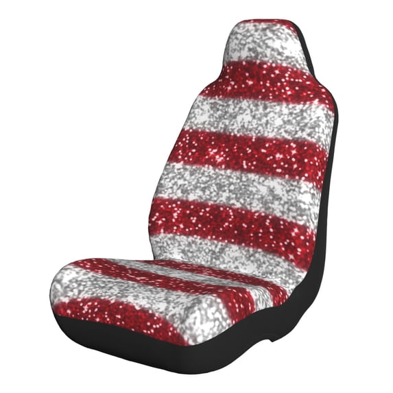 Sikiie America Flag Glitter Car Seat Covers 2PCs Front Car Seat Covers Universal fit for Most Cars SUVs and Trucks-2 PCS