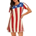 thumbnail image 1 of Sikiie America Flags2 Print Women's Short-sleeved Nightdress, Round Neck Pullover Nightdress Pajamas Summer Home Wear, 1 of 6