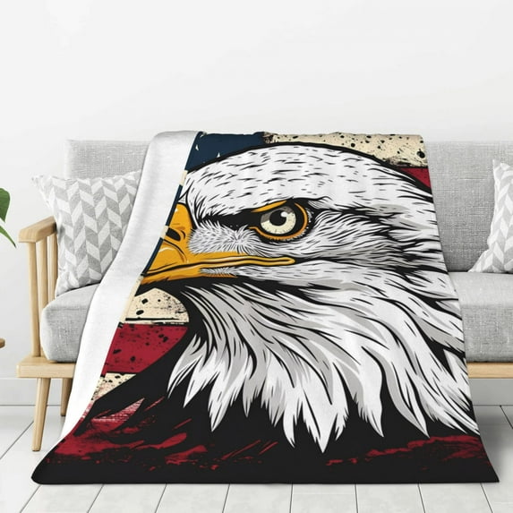 Sikiie American Bald Eagle Cozy Flannel Fleece Throw Blanket: Lightweight & Thick for All Seasons - Perfect for Women, Men, & Kids"50"x40"
