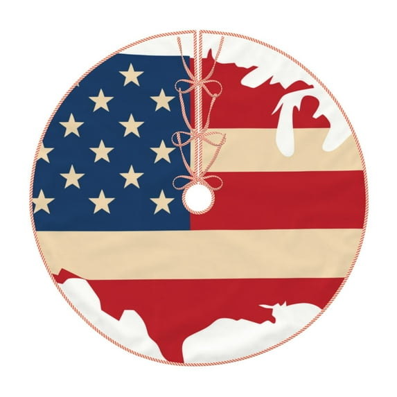 Sikiie American Flag Map Christmas Tree Skirt, Christmas Tree Decorations, Christmas Decor, Tree Mat Decoration(30-48IN)-30"