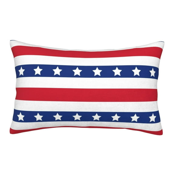 Sikiie American Patriotic Stars And Stripes Print Plush Pillow Cover, Wrinkle-proof and Stain-resistant Pillow Protector without Pillow Core, Home Decoration-14"x20"