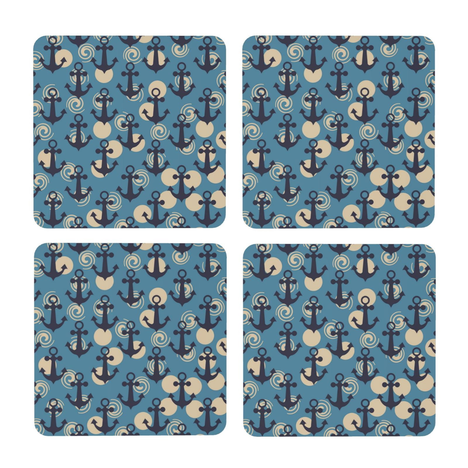 Sikiie Anchors MDF Cork Coaster 4 Pcs - Absorbent Beverage Coasters for ...