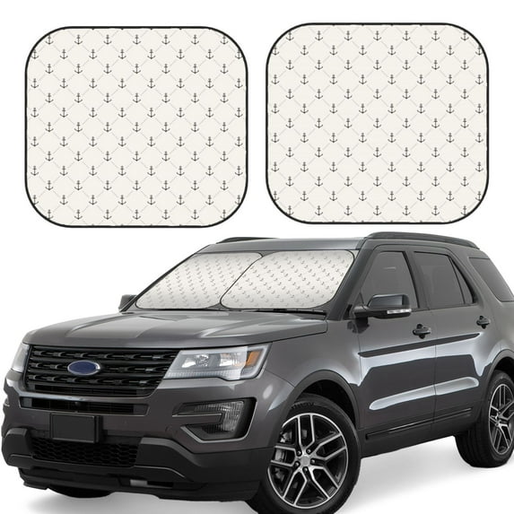 Sikiie Anchors Print Foldable Car Windshield Sun Visor, Car Window Sunshade Suitable for Sedan, SUV and Truck Car Accessories-Small