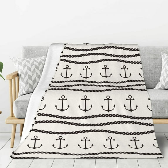 Sikiie Anchors and Ropes Cozy Flannel Fleece Throw Blanket: Lightweight & Thick for All Seasons - Perfect for Women, Men, & Kids"60"x50"